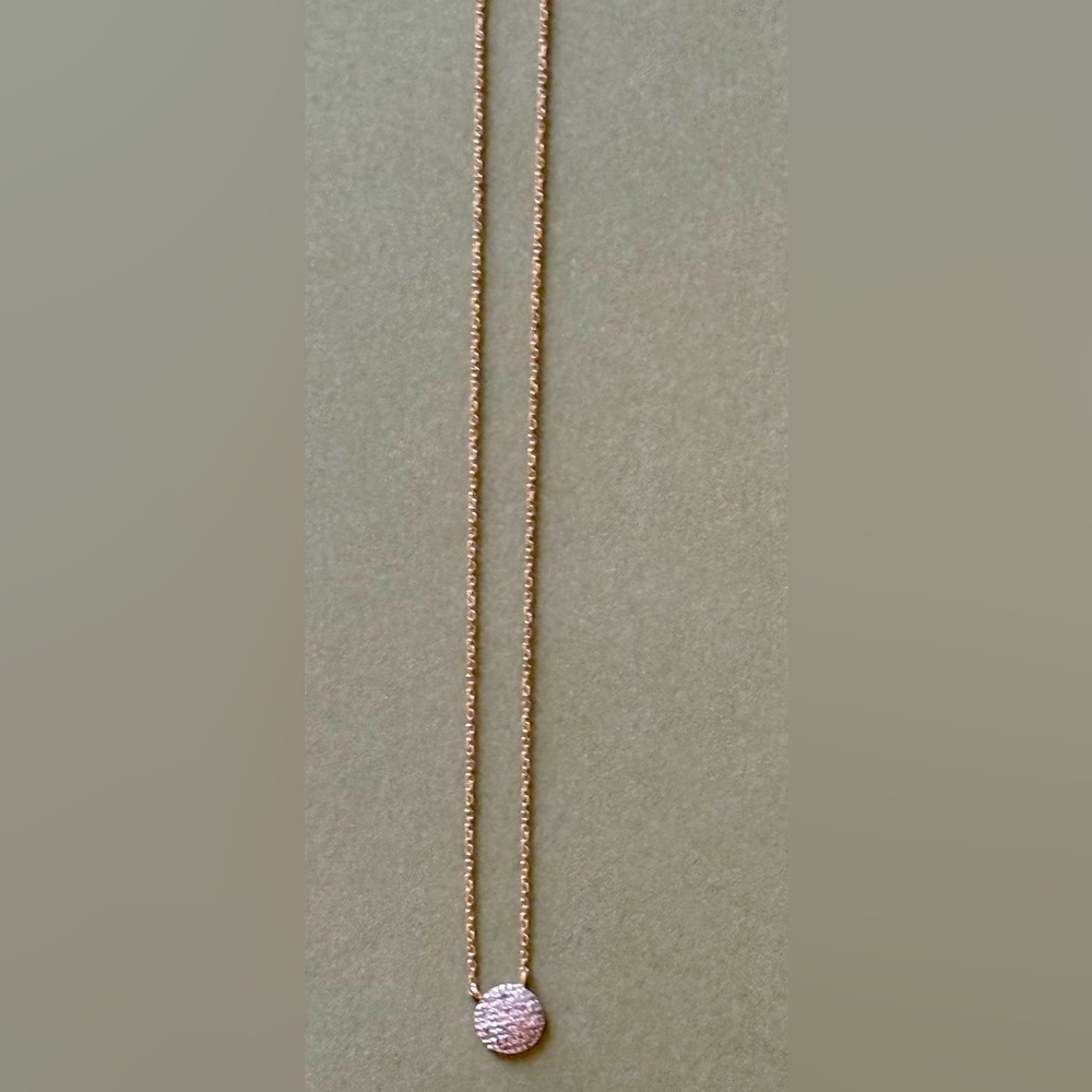 14 Karat Gold-Chain with Round Pave Diamond Disc.